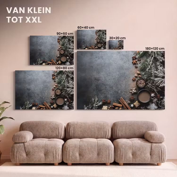 Canvas schilderij - Winter - Kerst - Beton - Dennentak — 8