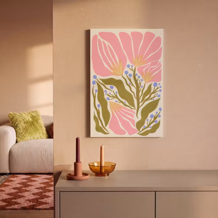 Canvas schilderij - Abstracte Roze Bloemen — 2