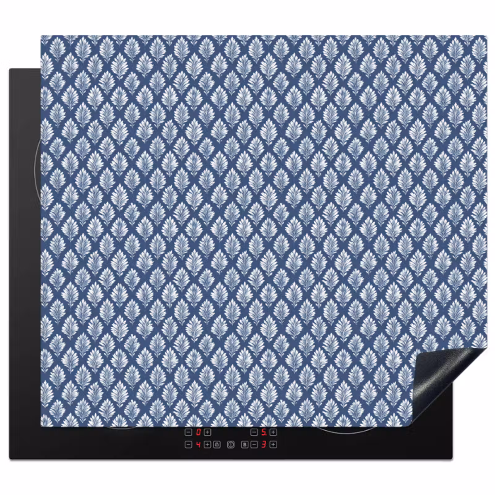 Inductie beschermer - Bladeren - Wit - Blauw - Patroon — 1