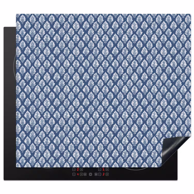 Inductie beschermer - Bladeren - Wit - Blauw - Patroon — 1