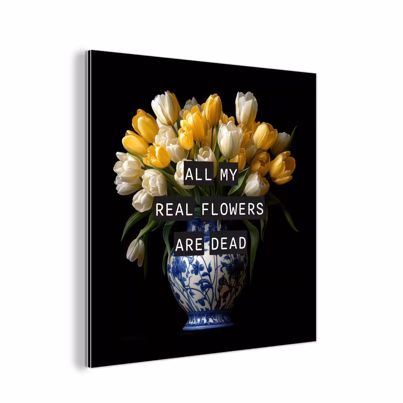 Aluminium schilderij - Quotes - Bloem - Tulp - Geel — 1