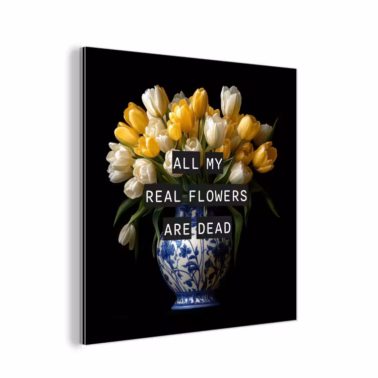 Aluminium schilderij - Quotes - Bloem - Tulp - Geel — 1