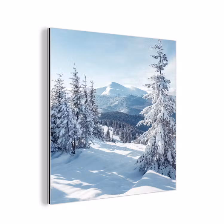 Aluminium schilderij - Sneeuw - Winter - Landschap - Bergen — 1
