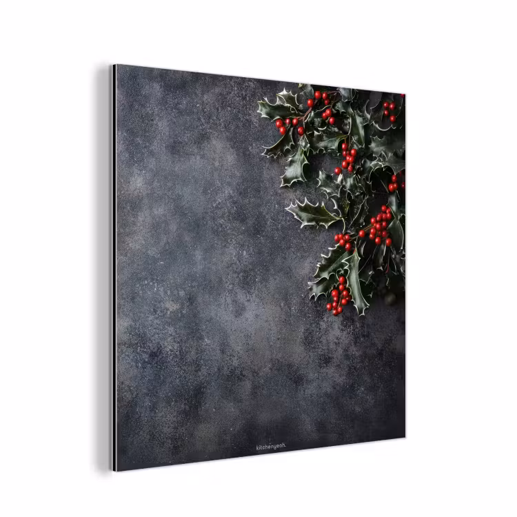 Aluminium schilderij - Winter - Hulst - Kerst - Beton — 1
