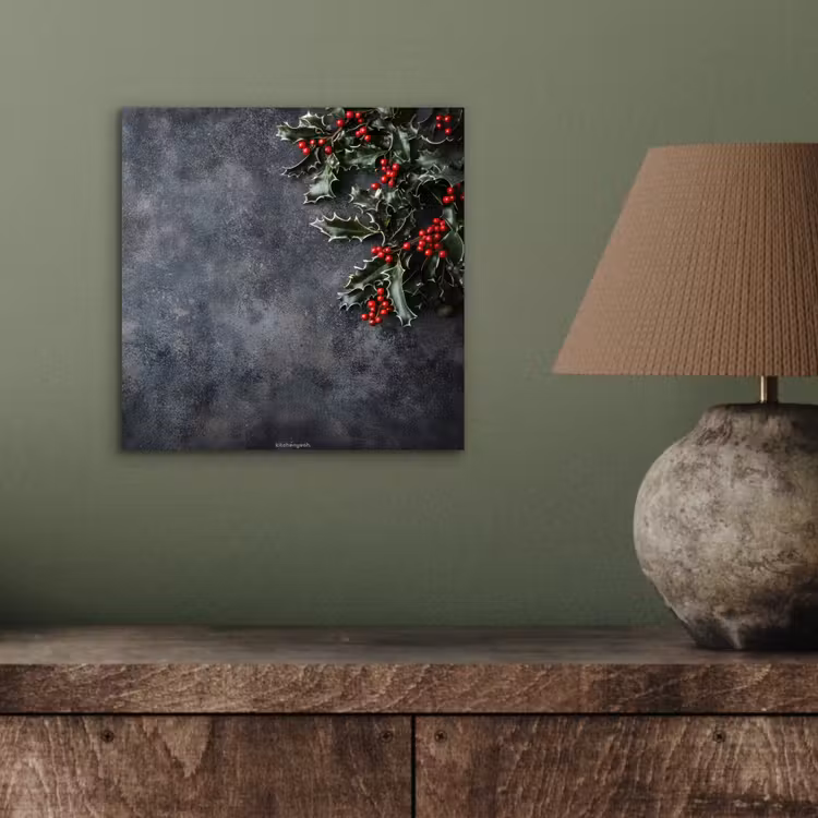 Aluminium schilderij - Winter - Hulst - Kerst - Beton — 3