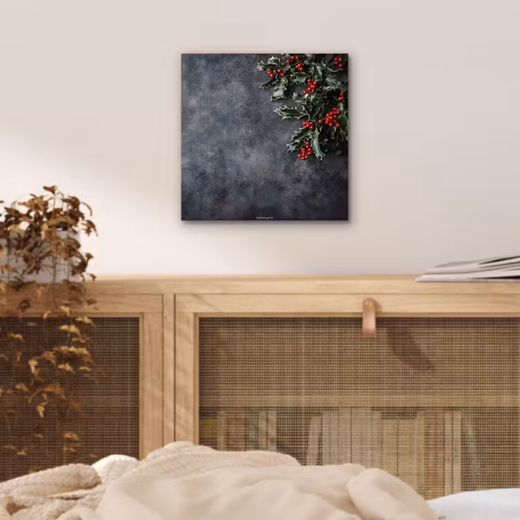 Aluminium schilderij - Winter - Hulst - Kerst - Beton — 4