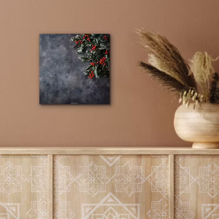 Aluminium schilderij - Winter - Hulst - Kerst - Beton — 5