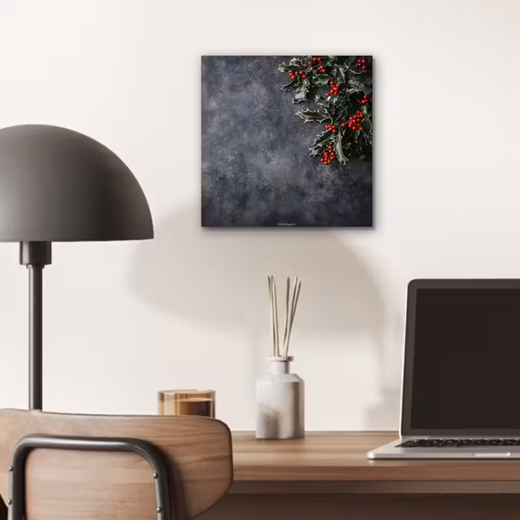 Aluminium schilderij - Winter - Hulst - Kerst - Beton — 6