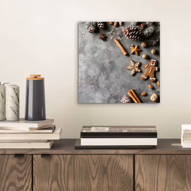 Aluminium schilderij - Winter - Kerst - Beton - Dennenappels — 2