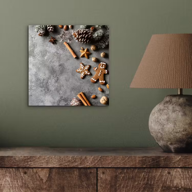 Aluminium schilderij - Winter - Kerst - Beton - Dennenappels — 3