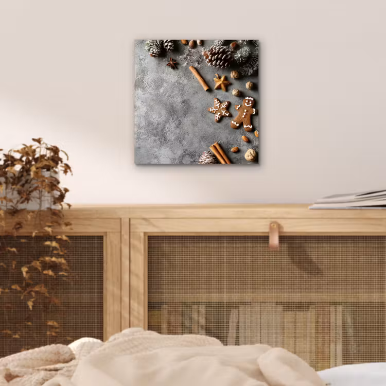Aluminium schilderij - Winter - Kerst - Beton - Dennenappels — 4