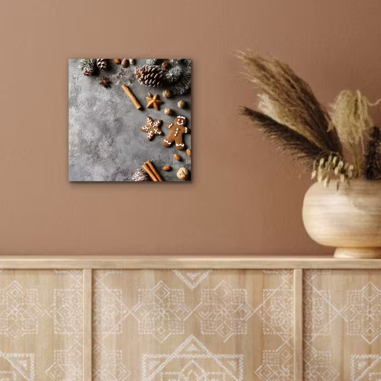 Aluminium schilderij - Winter - Kerst - Beton - Dennenappels — 5