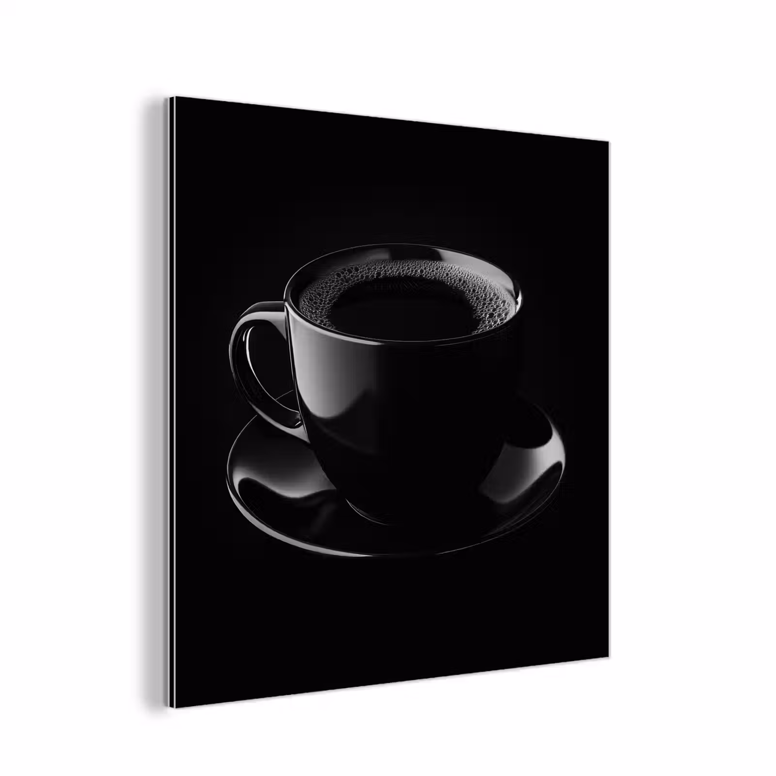 Aluminium schilderij - Zwart - Koffie - Kopje — 1