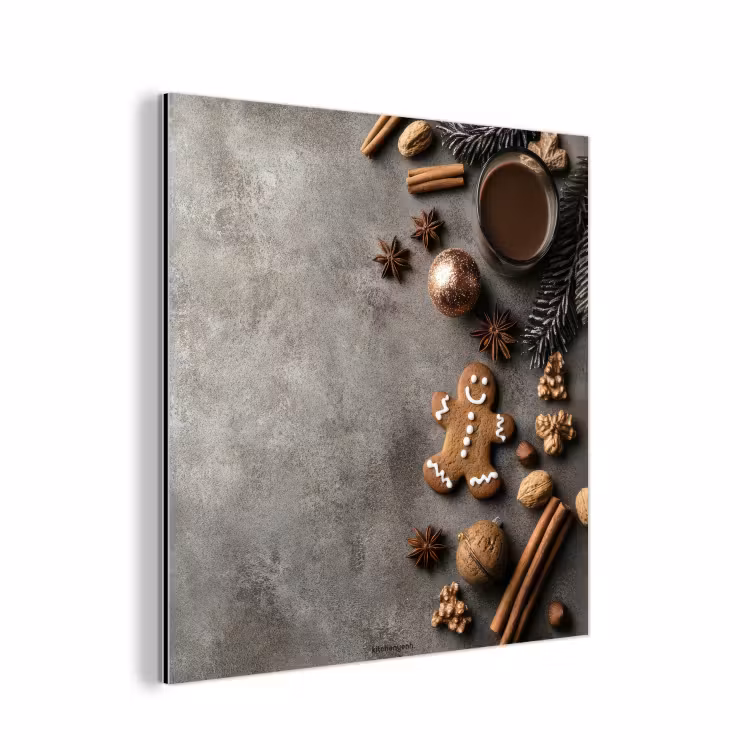 Aluminium schilderij - Winter - Kerst - Beton - Gingerbread man — 1