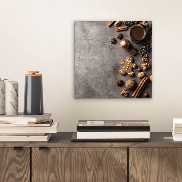 Aluminium schilderij - Winter - Kerst - Beton - Gingerbread man — 2