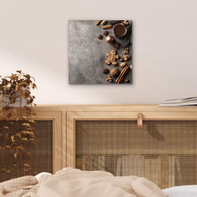 Aluminium schilderij - Winter - Kerst - Beton - Gingerbread man — 4