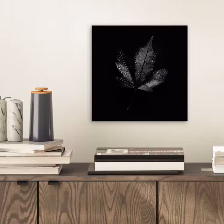 Aluminium schilderij - Zwart - Blad — 2