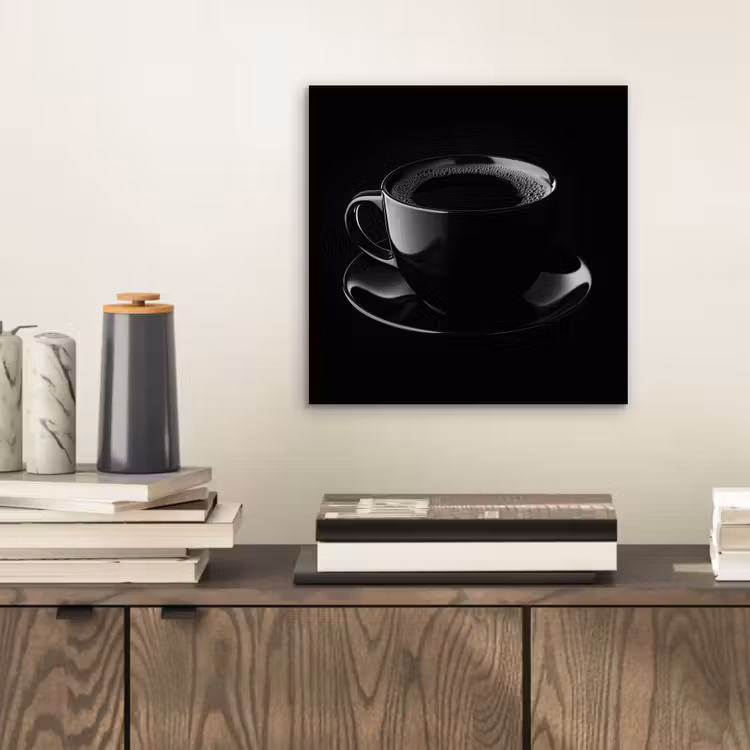 Aluminium schilderij - Zwart - Koffie - Kopje — 2