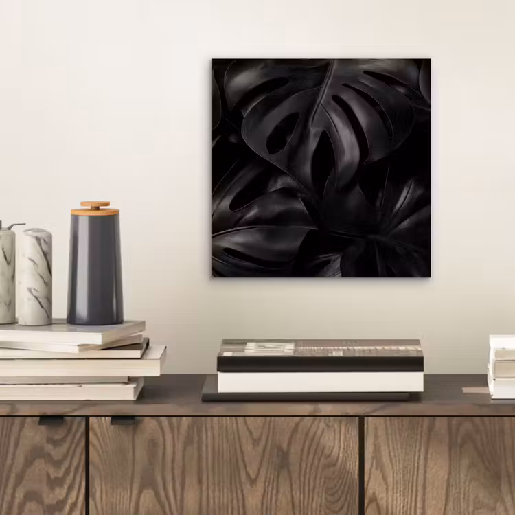 Aluminium schilderij - Zwart - Monstera - Bladeren — 2
