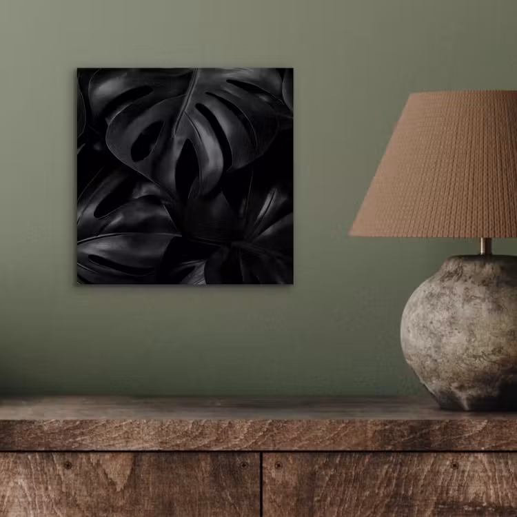 Aluminium schilderij - Zwart - Monstera - Bladeren — 3