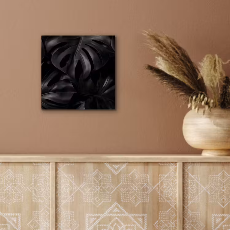 Aluminium schilderij - Zwart - Monstera - Bladeren — 5