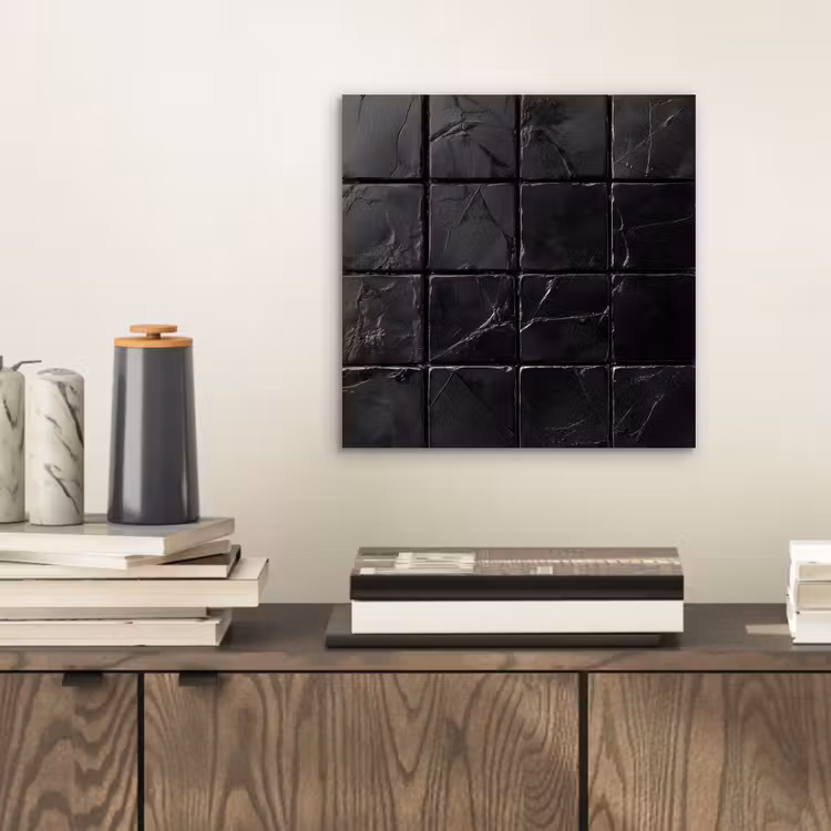 Aluminium schilderij - Zwart - Tegels - Steen — 2