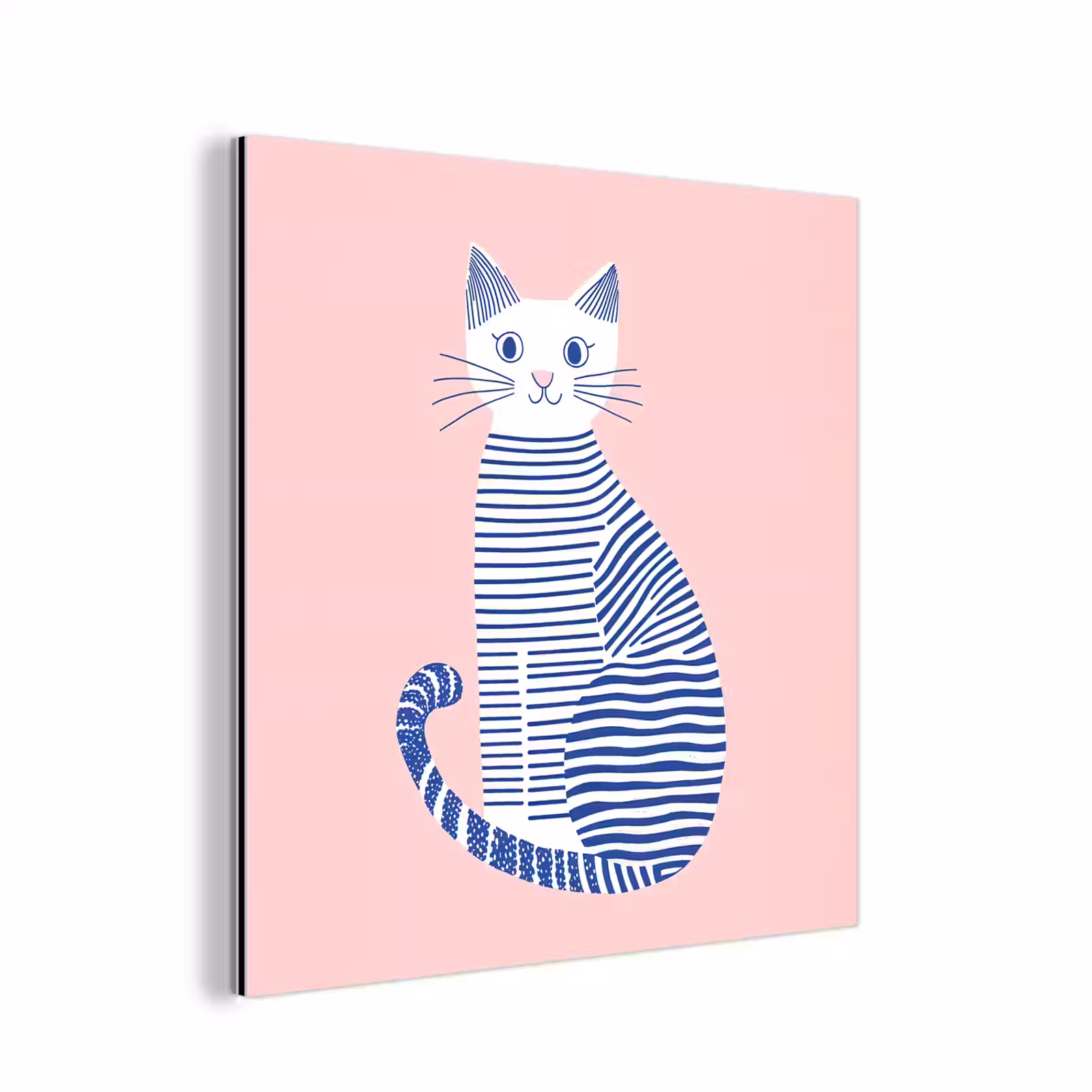 Aluminium schilderij - Kat - Illustratie - Minimalistisch - Roze — 1