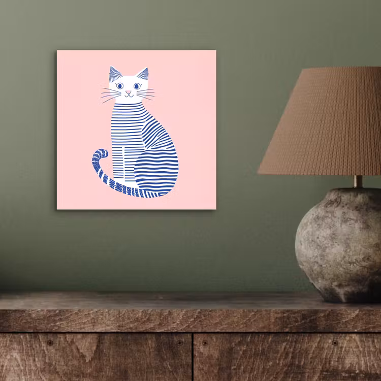 Aluminium schilderij - Kat - Illustratie - Minimalistisch - Roze — 3
