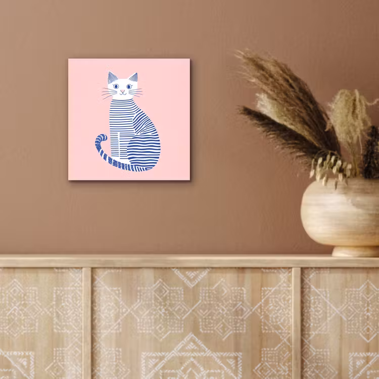 Aluminium schilderij - Kat - Illustratie - Minimalistisch - Roze — 5