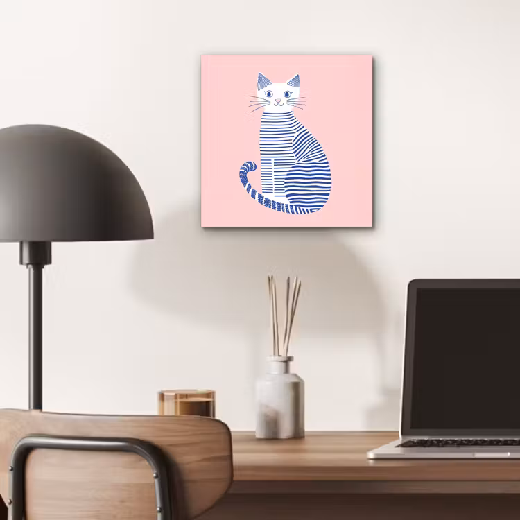 Aluminium schilderij - Kat - Illustratie - Minimalistisch - Roze — 6