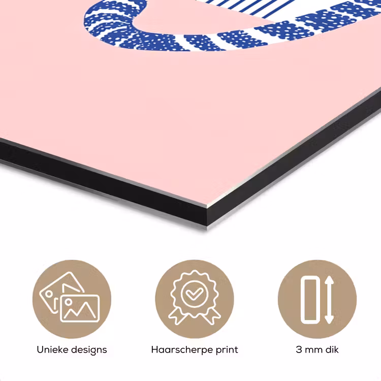 Aluminium schilderij - Kat - Illustratie - Minimalistisch - Roze — 7