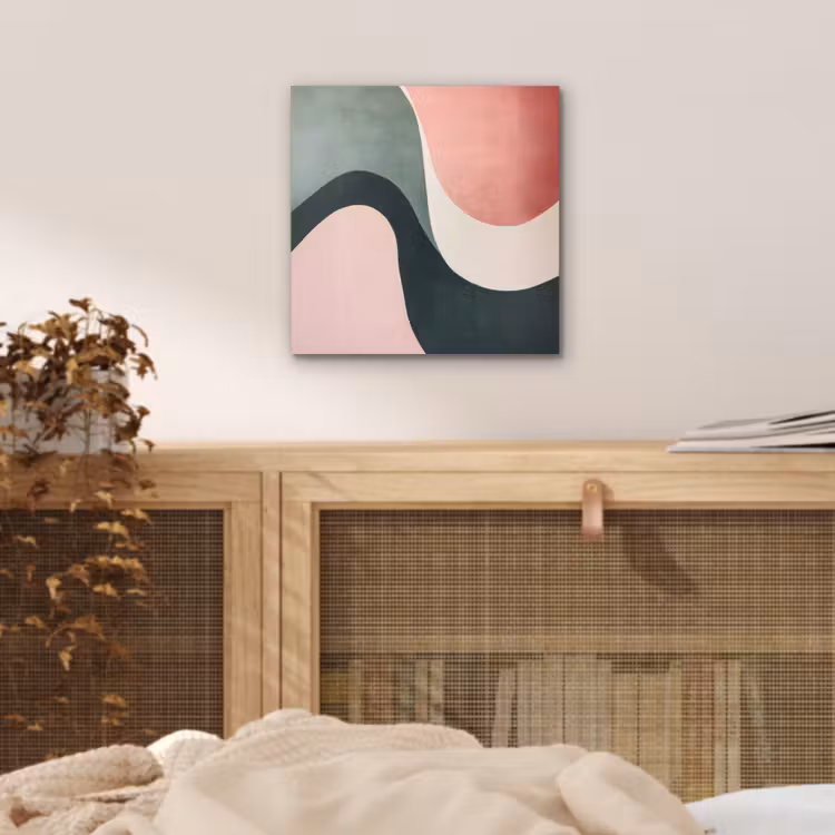 Aluminium schilderij - Abstract - Golven - Sierlijk - Roze — 4