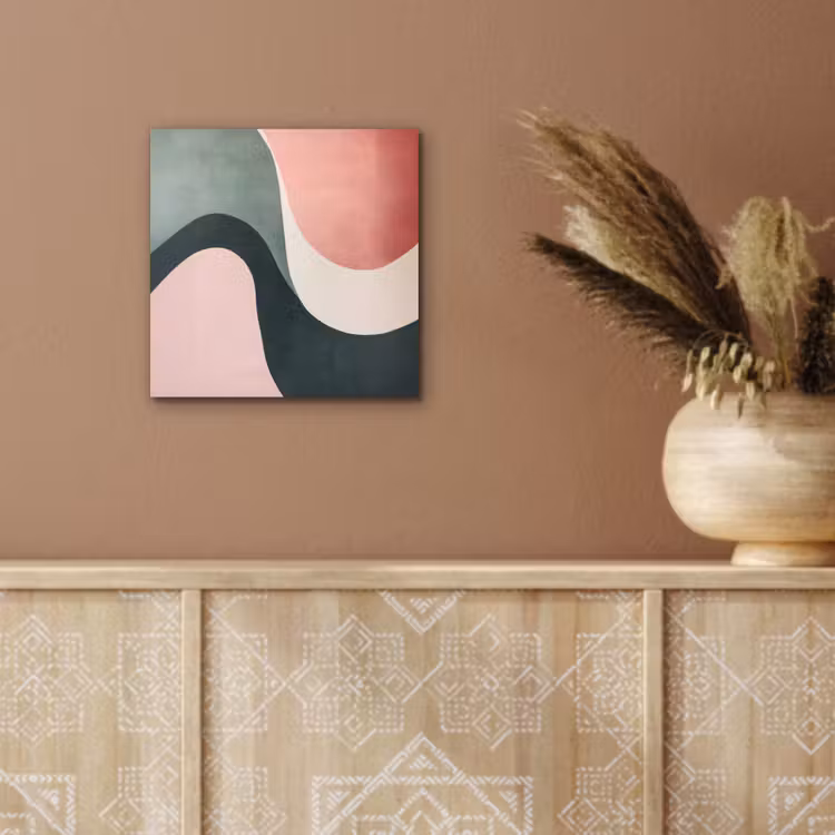 Aluminium schilderij - Abstract - Golven - Sierlijk - Roze — 5