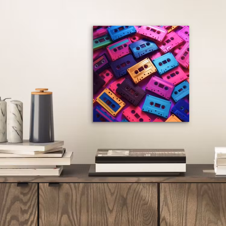 Aluminium schilderij - Cassetteband - Kleurrijk - Energiek — 2