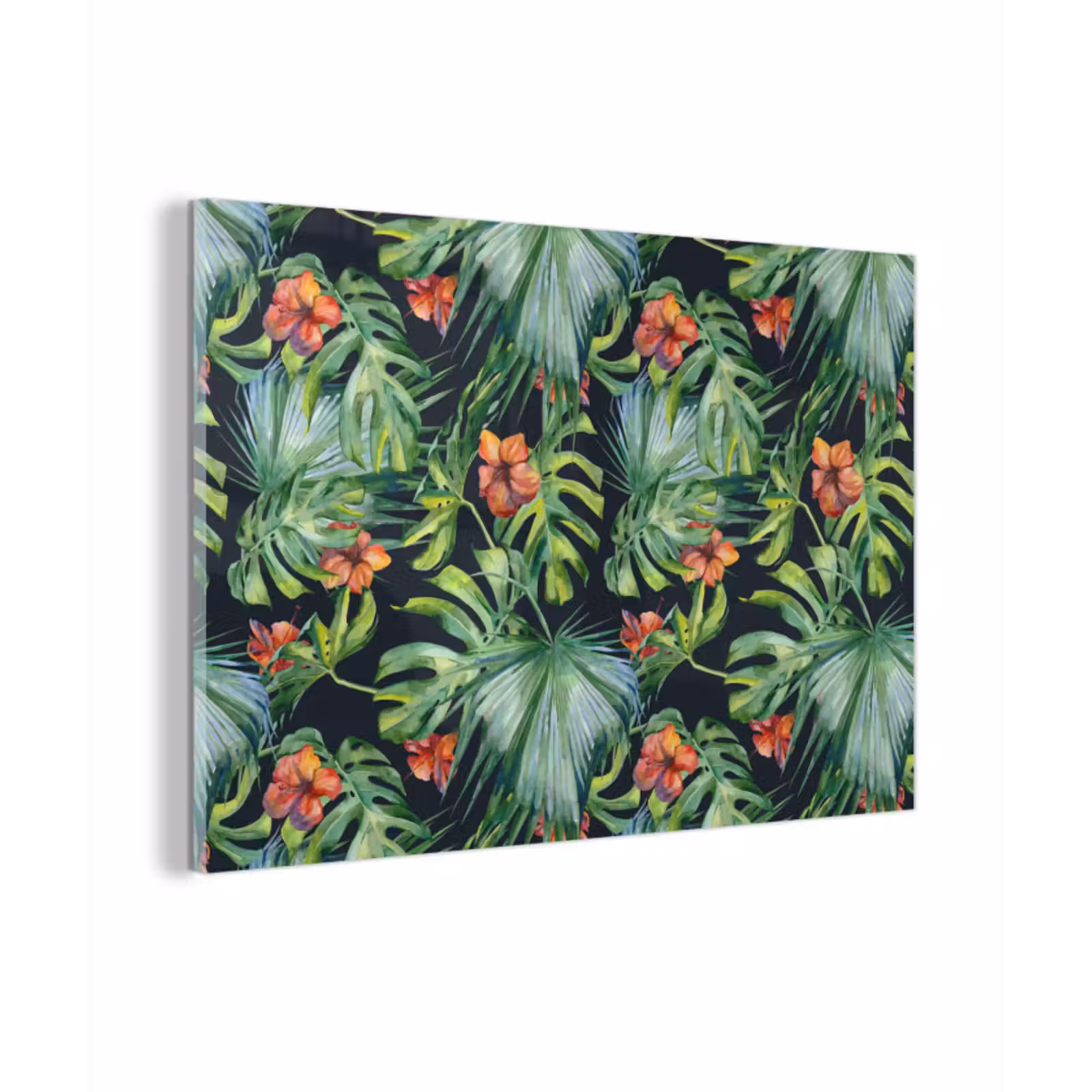 Glas schilderij - Tropical - Bloemen - Bladeren - Jungle — 1