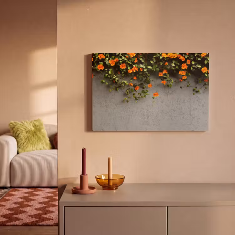Canvas schilderij - Bloemen - Muur - Oranje — 2