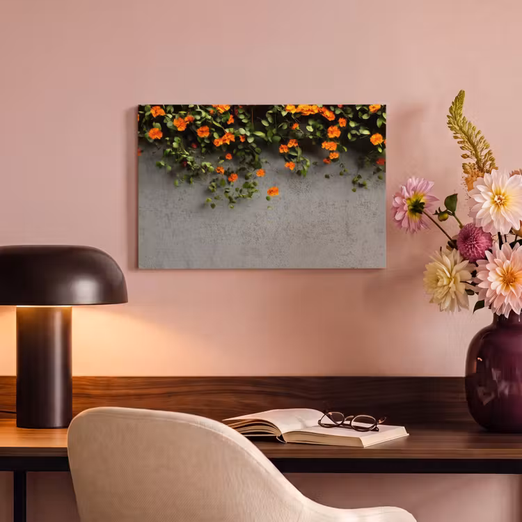 Canvas schilderij - Bloemen - Muur - Oranje — 6