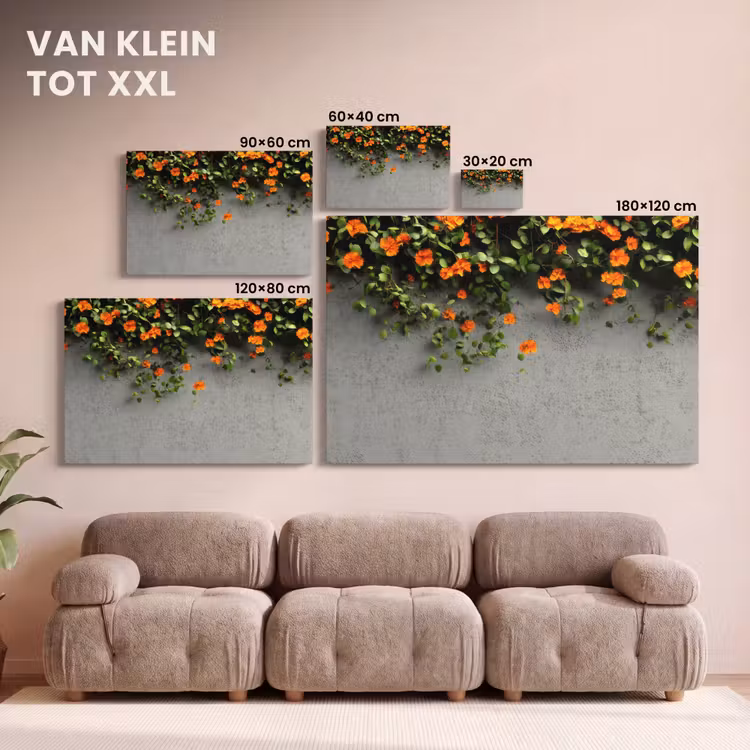 Canvas schilderij - Bloemen - Muur - Oranje — 8