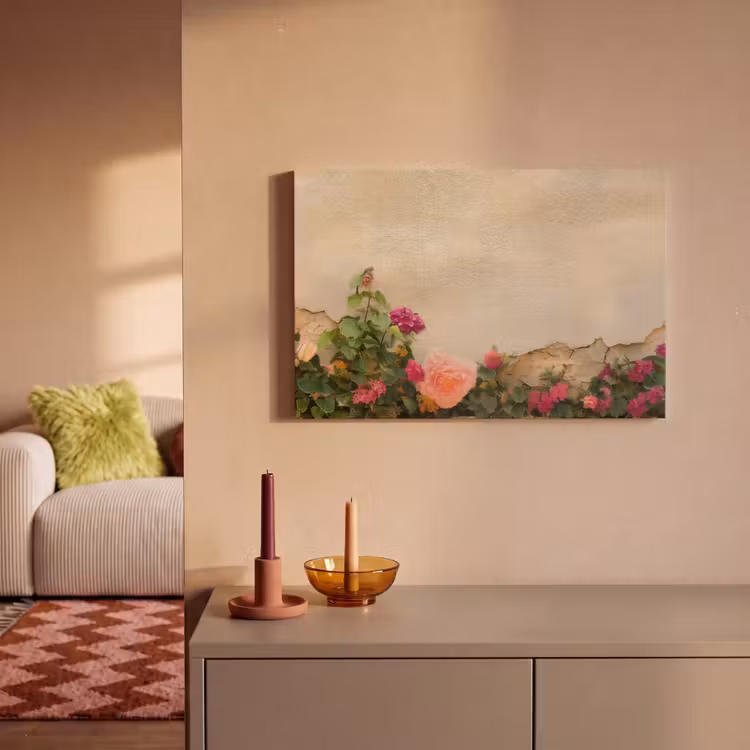 Canvas schilderij - Rozen - Muur - Vintage — 2