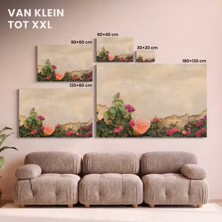 Canvas schilderij - Rozen - Muur - Vintage — 8