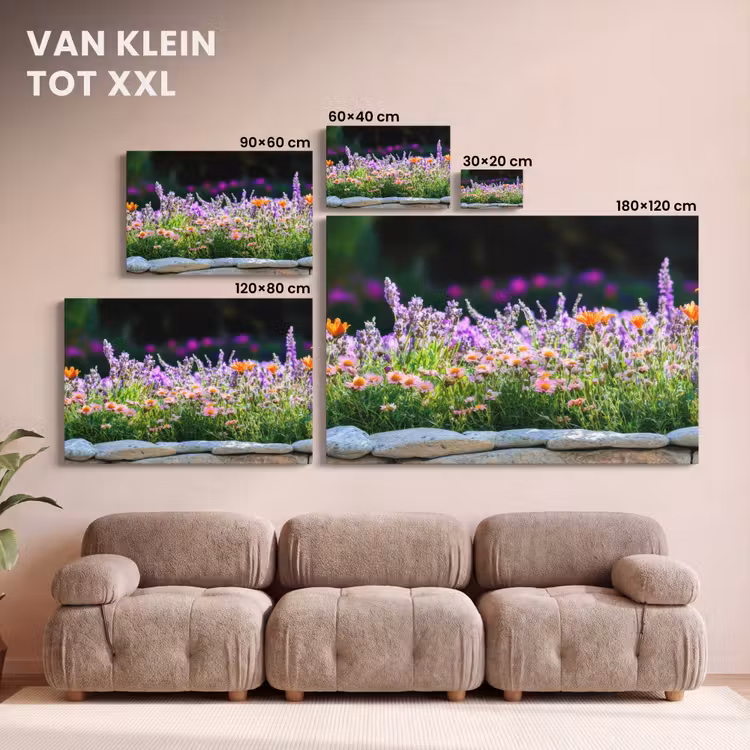 Canvas schilderij - Bloemen - Steenrand - Kleurrijk — 8