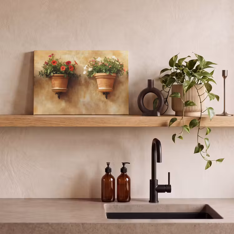 Canvas schilderij - Bloempotten - Muur - Vintage — 4