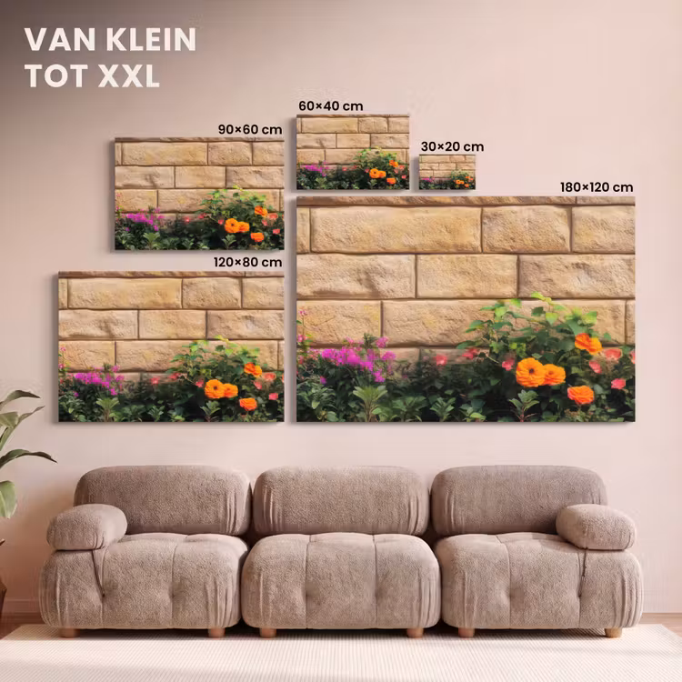 Canvas schilderij - Bloemen - Bakstenen - Kleurrijk — 8