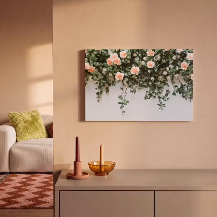 Canvas schilderij - Bloemen - Muur - Rozen - Groen — 2