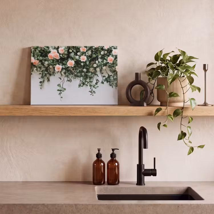 Canvas schilderij - Bloemen - Muur - Rozen - Groen — 4