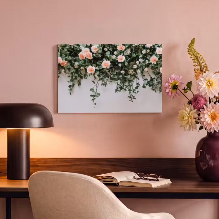 Canvas schilderij - Bloemen - Muur - Rozen - Groen — 6