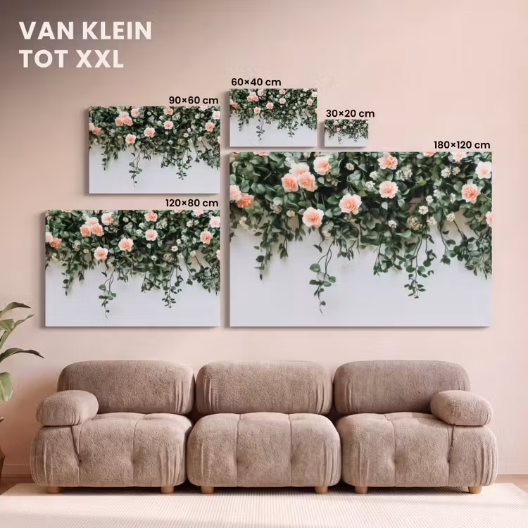 Canvas schilderij - Bloemen - Muur - Rozen - Groen — 8