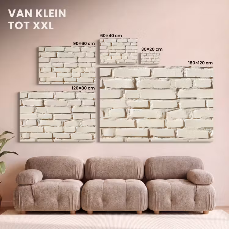 Canvas schilderij - Bakstenen - Muur - Licht - Wit — 8