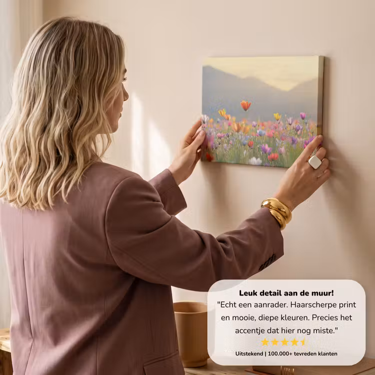 Canvas schilderij - Bloemenveld - Bergen - Zonlicht - Bloemen — 3