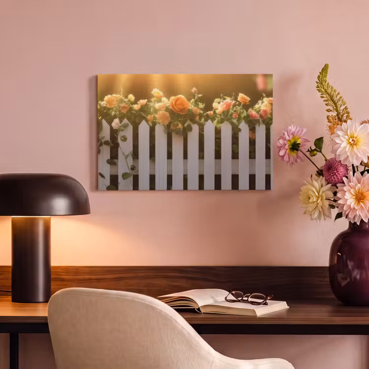 Canvas schilderij - Rozen - Hek - Zonlicht — 6